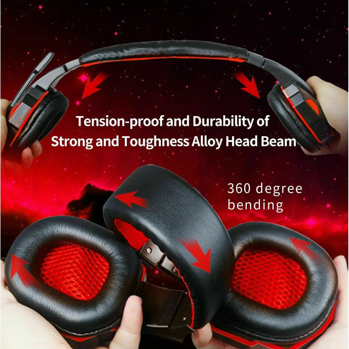 3.5mm LED Headphones with Stereo Bass Surround Sound Gaming Headset Mic for PC PS4 Xbox One