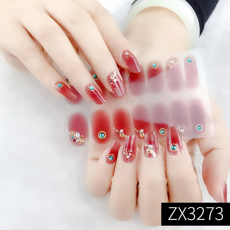 3D Waterproof Nail Art Stickers Self-Adhesive Fashion Colorful Manicure Decal UV LED Lamp Need Gel Nail Decals Nail Decoration