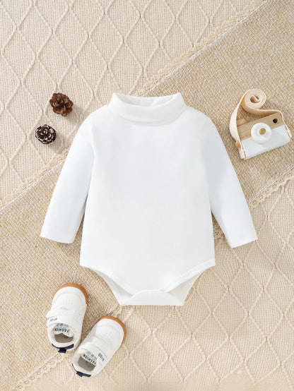 3Pairs/Lot Baby Girl Autumn And Winter Comfortable Warm Simple Solid Color Casual Velvet High Neck Long Sleeve Triangle Clothing