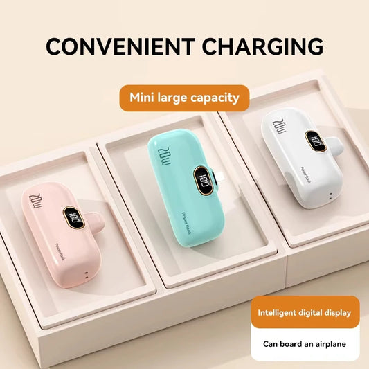 OnePlus 30000mAh Mini Portable Power Bank Capsule Mobile Power Supply Emergency External Battery Fast Charger Type-c For iPhone