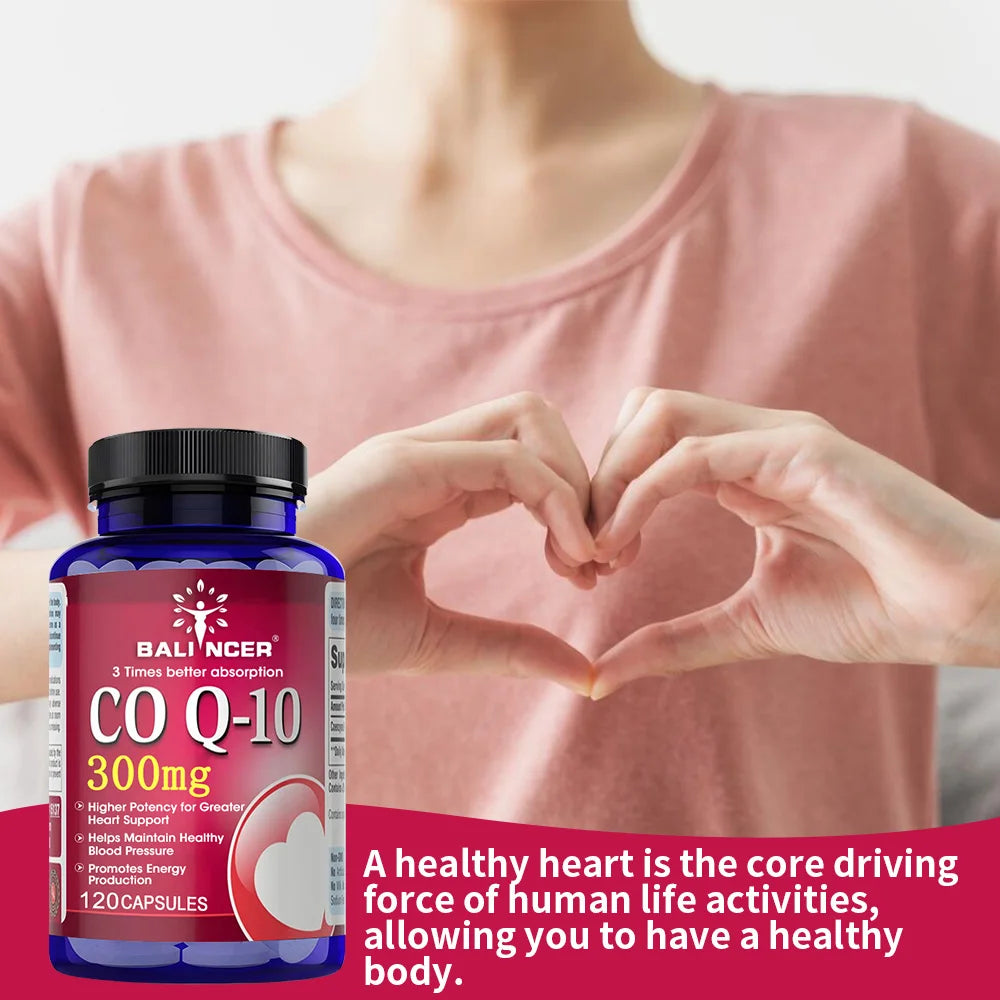 CoQ10 300mg Capsules - Highly Absorbable Antioxidant, Cardiovascular Heart Energy Support, Vegan, Non-GMO, Gluten-Free