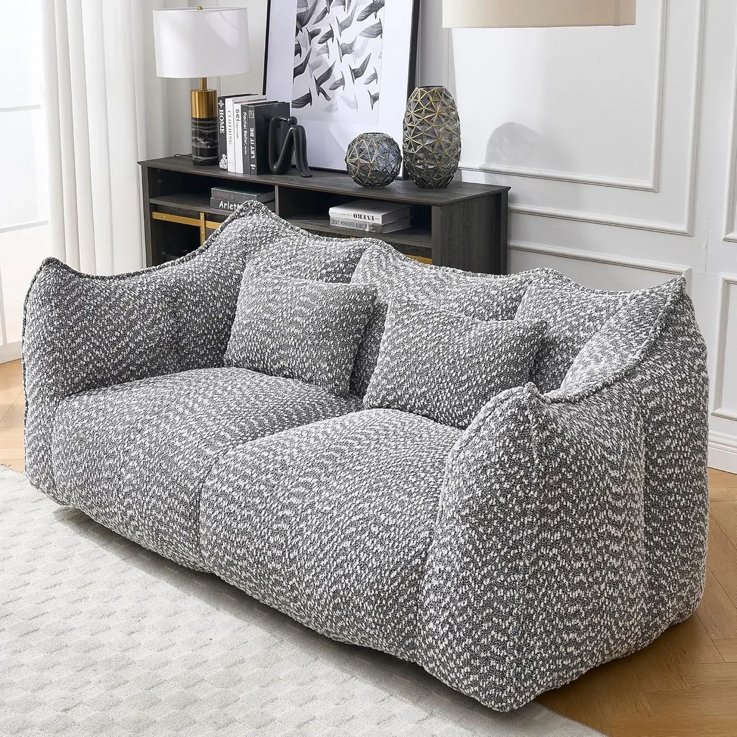 Soft Bean Bag Chair for Two with High Resilience Foam Core, Square Recliner Sofa for Living Room & Outdoor Terrace,, Customized