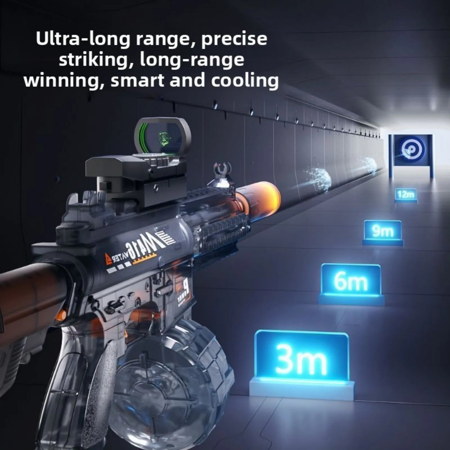 Kids Electric Water Gun with Sound & Lights - Tactical Assault Rifle Toy for Outdoor Games, Pool Beach Summer Fun Ages 8-12