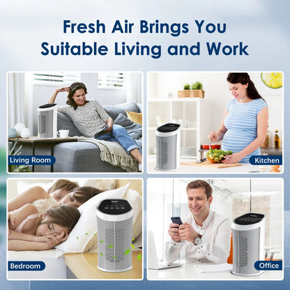 Sejoy 25W HEPA Air Purifiers For Bedroom 200 sq.ft Portable Air Cleaner For Smoke Pollen Hair Smell Air Purifier with Sleep Mode