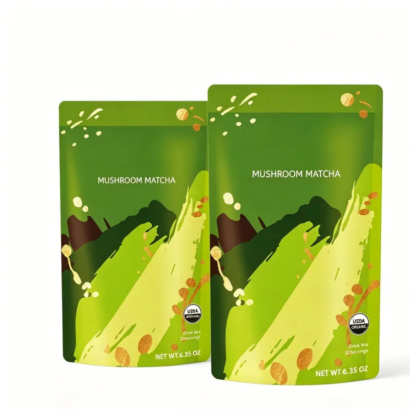 Organic Mushroom Matcha & Coffee, 2000mg Adaptogenic Blends, USDA Certified, Made in USA for Energy & Focus