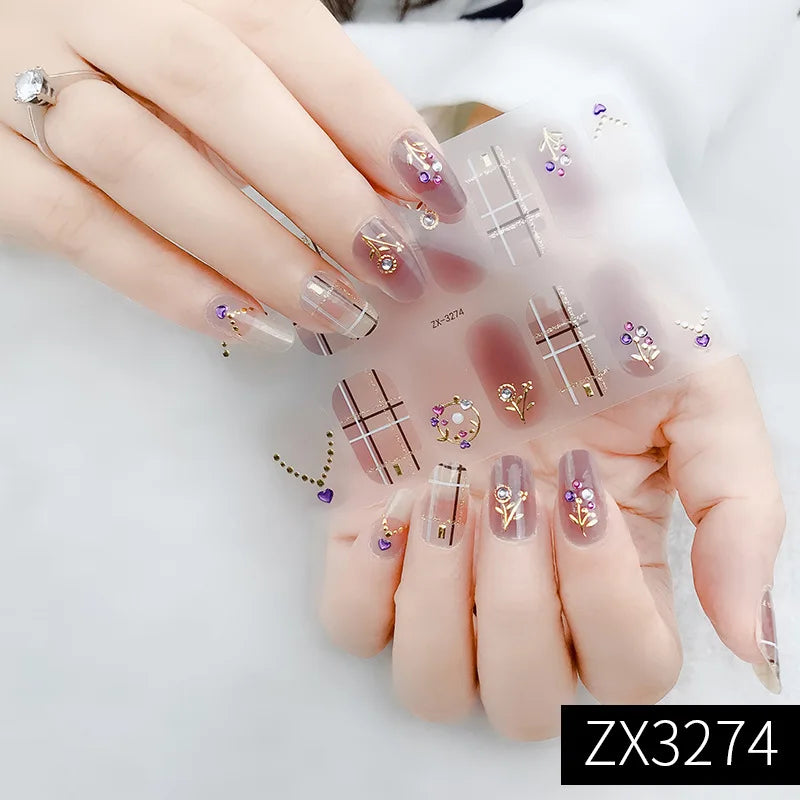 3D Waterproof Nail Art Stickers Self-Adhesive Fashion Colorful Manicure Decal UV LED Lamp Need Gel Nail Decals Nail Decoration