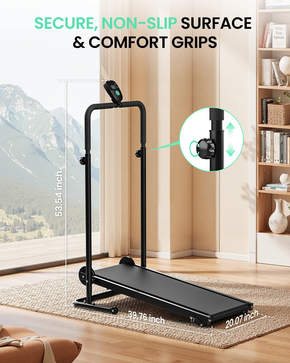 Non-Electric Treadmill with Dual Flywheel & Fixed Incline - Motorless Treadmill with LCD Monitor,Non-Slip Belt,for Home/Gym Use