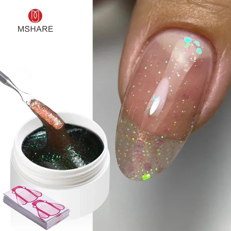 MSHARE 50ML Self Leveling Extension Nail Gel Set UV Led Construction Gel For Manicure Extend French Nail Art Build Nail