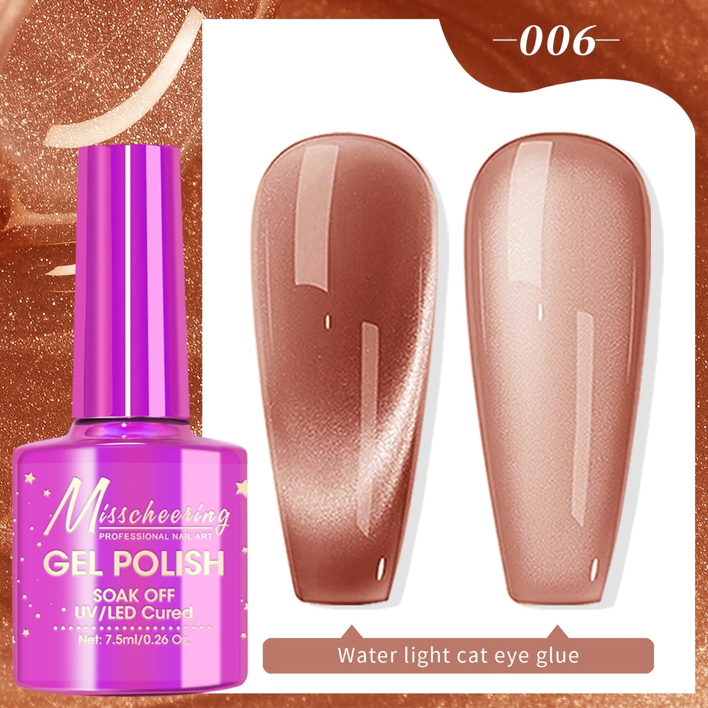 8ml Sparkling Water Light Cat Eye Gel Semi Permanent Soak Off Holographic Crystal Magnetic Gel Polish For Nail Art DIY Manicure