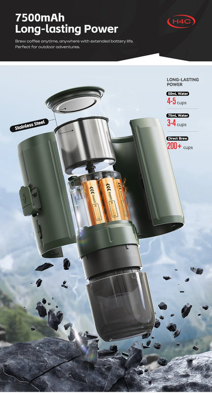 HiBREW Portable Espresso Coffee Machine for Car & Home Camping Coffee Maker Fit Nespresso Dolce Capsule Powder H4C