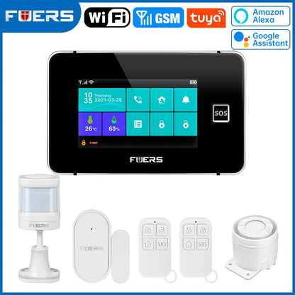 FUERS 4.3 Inch TFT Screen WiFi GSM Tuya Smart Home Security Alarm System G60B Temperature Humidity Display 433MHz Control Siren