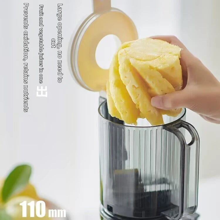 Large-Caliber Juicer Household Automatic Juicer Low-Speed Slag Juice Separation Food Grade 304 Stainless Steel Easy to Clean