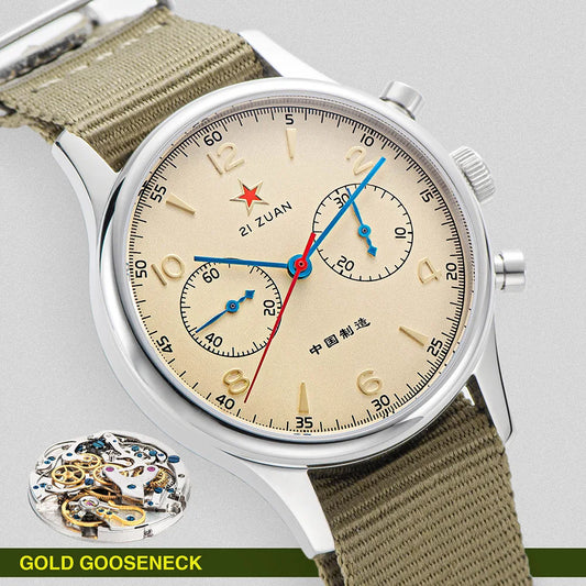 China 1963 Polit Chronograph Watch 40mm Aviation for Men Original ST1901 Movement Gooseneck Mechanical Sapphire 38 Reloj Homber