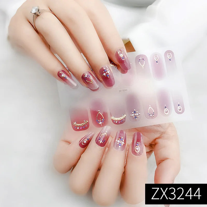 3D Waterproof Nail Art Stickers Self-Adhesive Fashion Colorful Manicure Decal UV LED Lamp Need Gel Nail Decals Nail Decoration