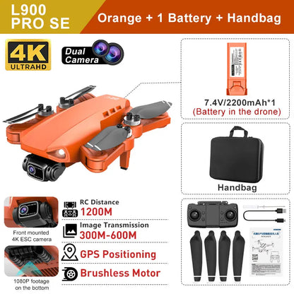 LYZRC L900 PRO SE Drone 4K Professional HD Dual Camera GPS Dron 5G WIFI FPV Foldable Quadcopter Brushless Motor RC Helicopter