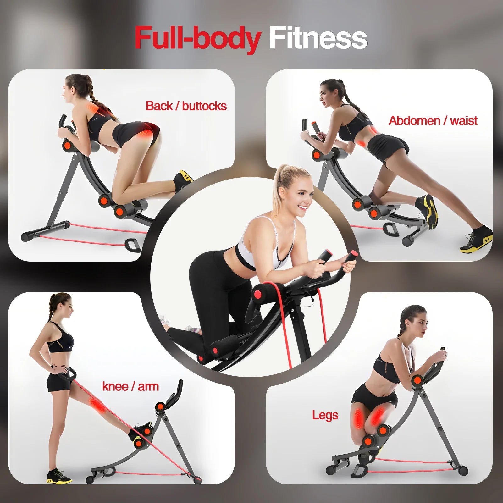 GIKPAL Foldable Ab Machine Ab Workout Equipment for Home Gym,Core & Abdominal Trainer Fitness Equipment Max 440lbs LCD Display