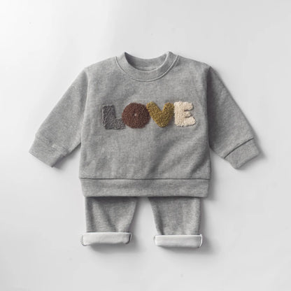 2024 Spring Baby Boys Clothes Cute Organic Cotton Sets Girls Long Sleeve Casual Sweatshirt+Pants 2pcs Kids Clothes Sports Suit