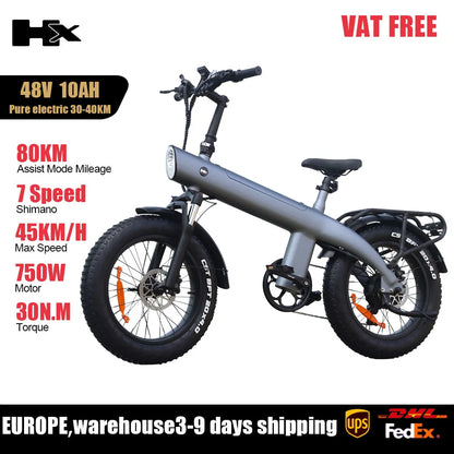 HX Q3 2000W Adult Electric Bicycle 48V 20AH E Bike Removable Battery Foldable Ebike 20 inch fat tire Electric Bike