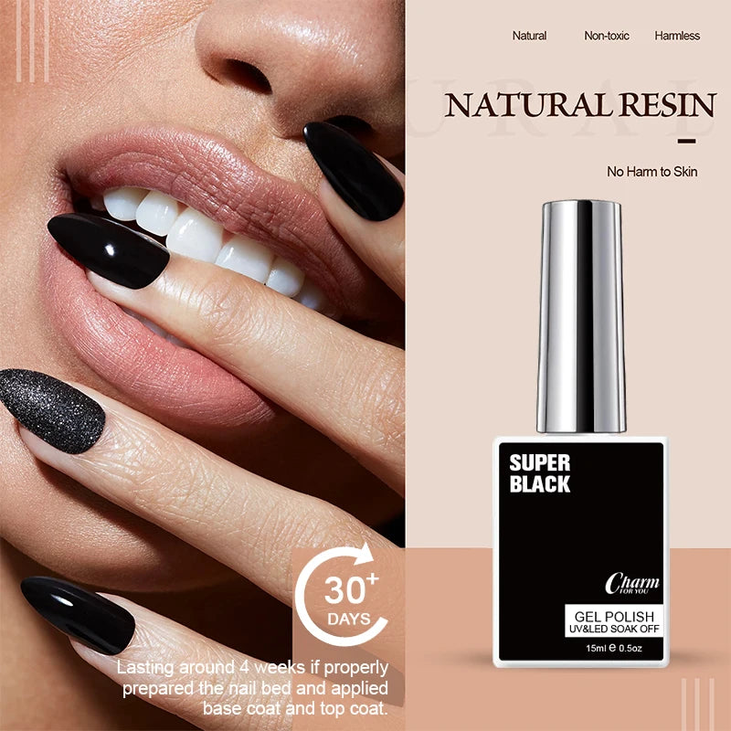 15ml Classic Gel Nail Polish, Vibrant Black, White Red Shades Varnish Easy Soak Off UV LED Nail Gel for Home Salon & DIY Nail Art