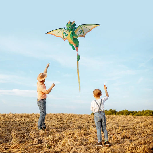 Yongjian Green Chinese Dragon Kite Upgraded Hot Cut Craft Cartoon Kite Suitable for Beginners  With 50m kite string