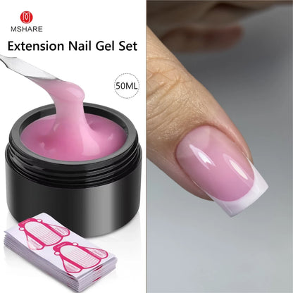 MSHARE 50ML Self Leveling Extension Nail Gel Set UV Led Construction Gel For Manicure Extend French Nail Art Build Nail
