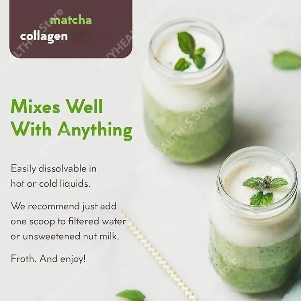 Matcha Collagen Powder 90g with Marine Collagen Green Tea Blend Daily Beauty Wellness Drink Mix for Hair Skin Nails Support