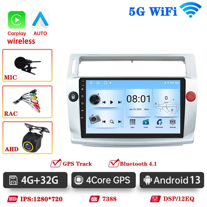 Car Radio For For Citroen C4 C-Triomphe Quatre 2004 2005-2009 Wireless CarPlay Android Auto DSP Car Multimedia GPS DVR autorad