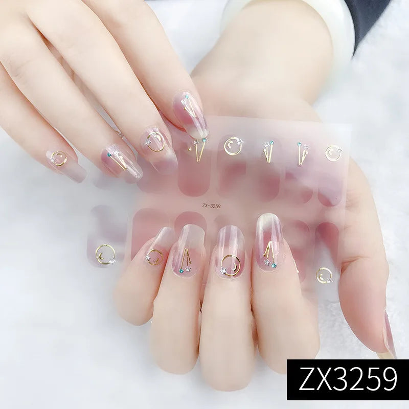 3D Waterproof Nail Art Stickers Self-Adhesive Fashion Colorful Manicure Decal UV LED Lamp Need Gel Nail Decals Nail Decoration