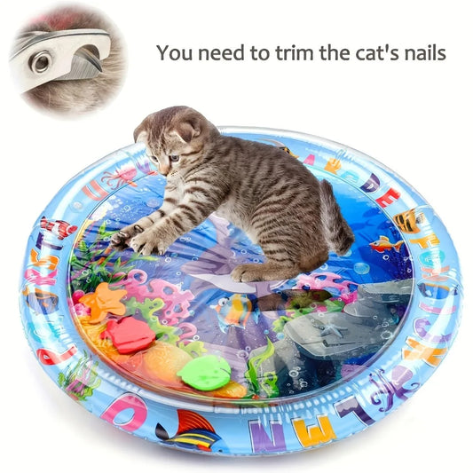 1pc Interactive Fun Design Cat Play Mat with Floating Fish Design Splash-Proof PVC for Indoor Cats - Merit Sell