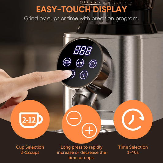 BioloMix Electric Conical Burr Coffee Grinder with Removable Holder,with 48 Grind Settings Adjustable,for Espresso Coffee