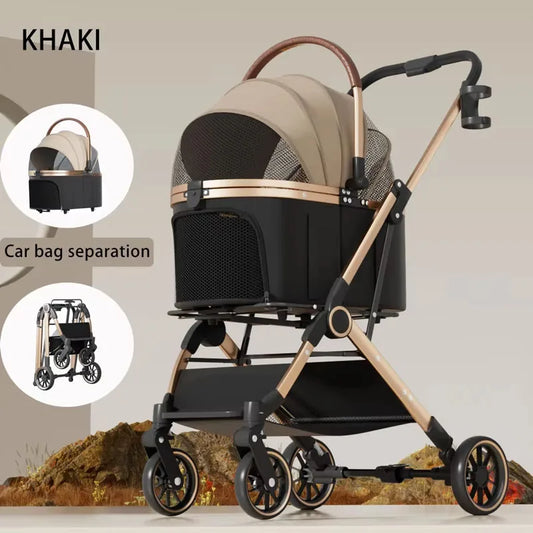 Pet 3-in-1 Portable Foldable Pet Strollers with Detachable Bag Small Medium Dogs Cats Up to 45 lbs Carts Basket Can Be Separated Merit Sell