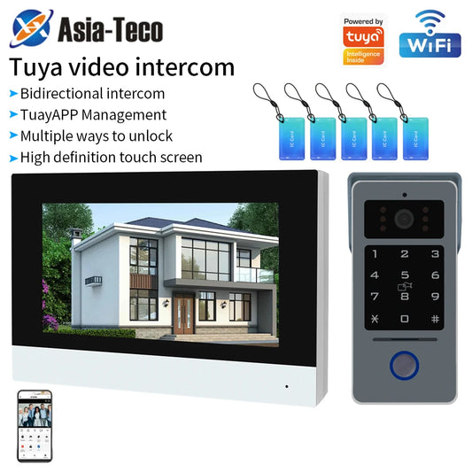 Wifi 1080P Video Intercom Video Doorbell Color Touch Screen Camera Access Control Security IP Villa RFID Support Tuya App