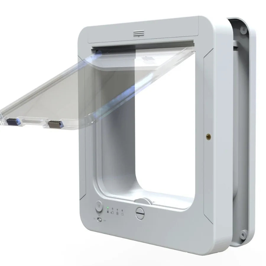 Smart Silent Electric Pet Door for Cats and Dogs Free Passage with Chip Recognition Suitable for Glass, Iron, and Wooden Doors
