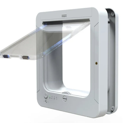 Smart Silent Electric Pet Door for Cats and Dogs Free Passage with Chip Recognition Suitable for Glass, Iron, and Wooden Doors