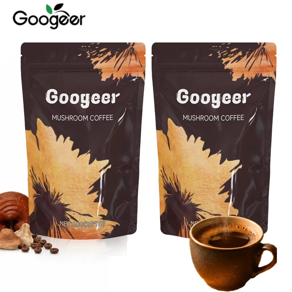 Organic Mushroom Coffee Powder with 6 Adaptogenic Mushrooms & MCT Oil – Instant Coffee Blend for Energy, Focus, Digestion & Immune Support 60g