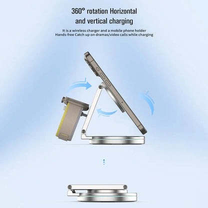 Wireless Charging Station Anti-Skid Adjustable Charging Dock Zinc Alloy Phone Watch Charging Stand With 360 Rotation Design