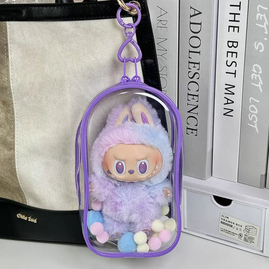 Ropa Labubu Transparent Protector Case Display Bag For 15/17cm Labubu V2 Storage Bag Doll Outfit Accessories【Only Case】