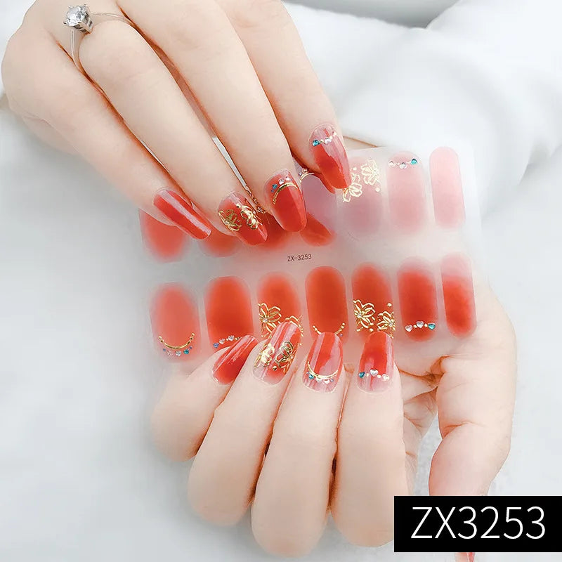 3D Waterproof Nail Art Stickers Self-Adhesive Fashion Colorful Manicure Decal UV LED Lamp Need Gel Nail Decals Nail Decoration