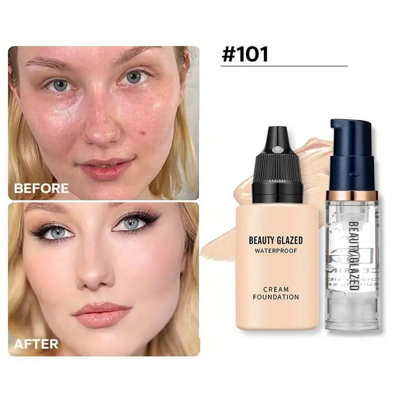 2Pcs Makeup Set Primer & Foundation Matte Velvet Waterproof Foundation Long Lasting Portable Makeup Travel Makeup Set