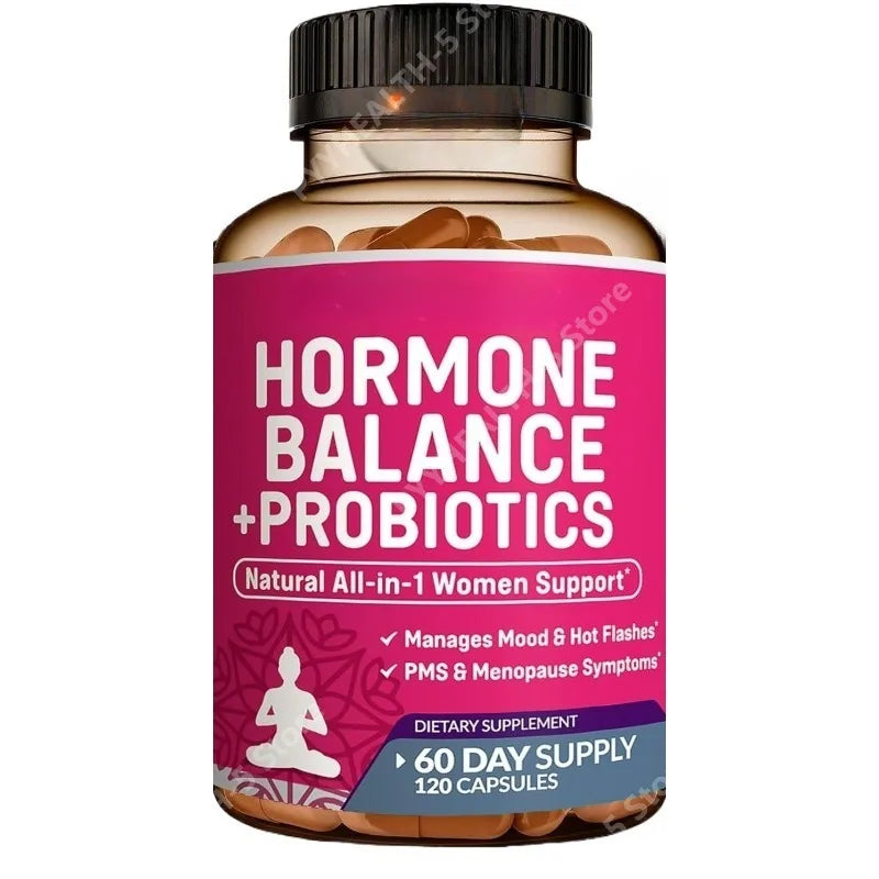 Hormone Balance Supplement Capsules + Probiotics for Women Menopause Relief PMS Non GMO 120 Capsules