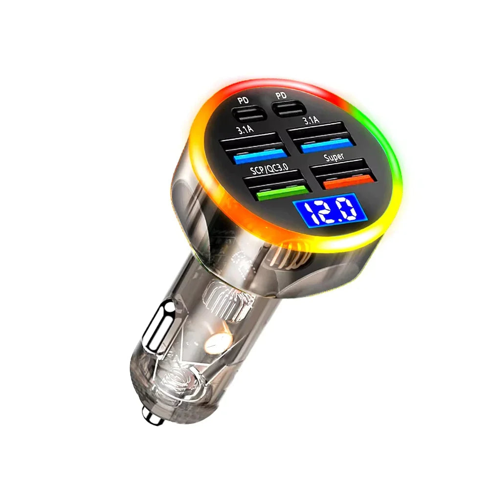 Dual USB Output Mobile Phone Car Charger Type C Universal 6 Ports Car Chargers Mini Fast Charging Car Charger Adapter
