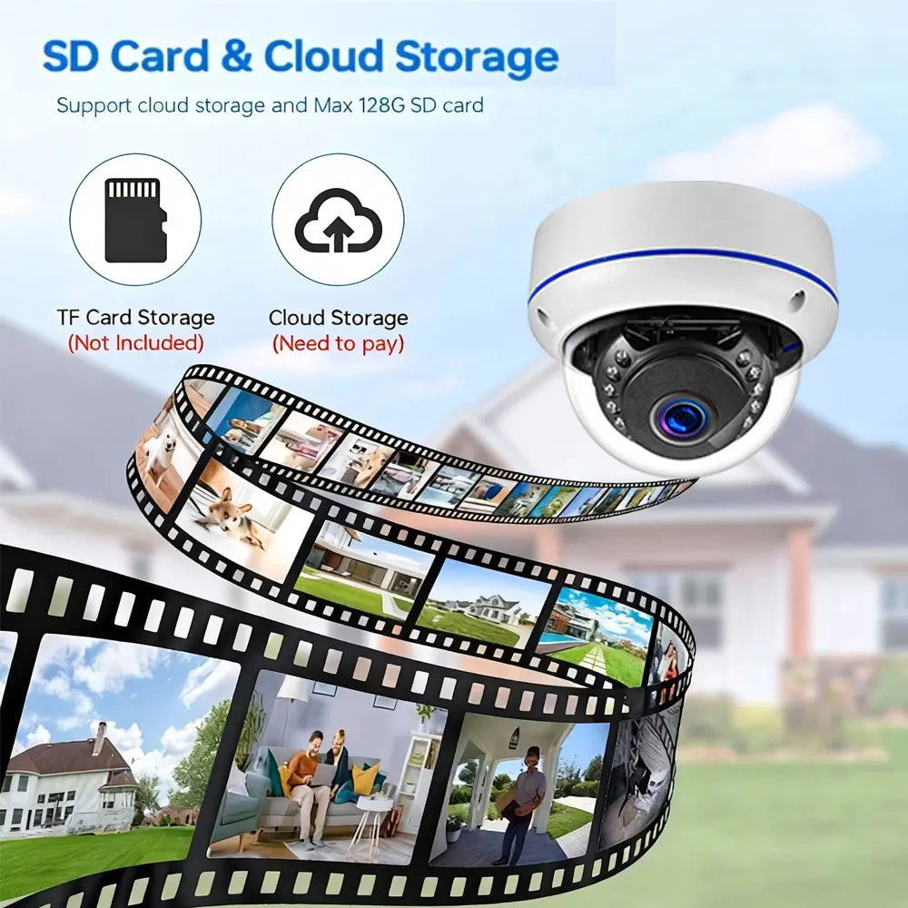 6MP H265+ Tuya Metal Dome POE IP Camera Audio Record CCTV Camera Vandalproof IP66 Outdoor Home Security Video Human Detection