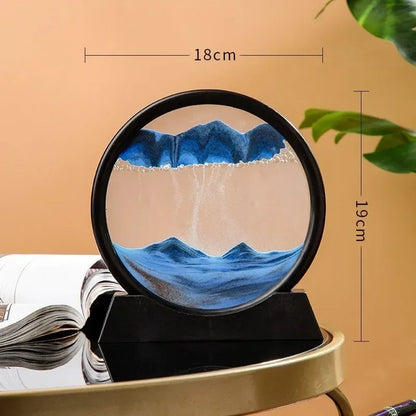 3D hourglass, flowing sand art painting, circular glass deep-sea sand scene craft flowing painting, office home decoration gift