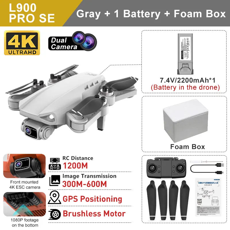 LYZRC L900 PRO SE Drone 4K Professional HD Dual Camera GPS Dron 5G WIFI FPV Foldable Quadcopter Brushless Motor RC Helicopter