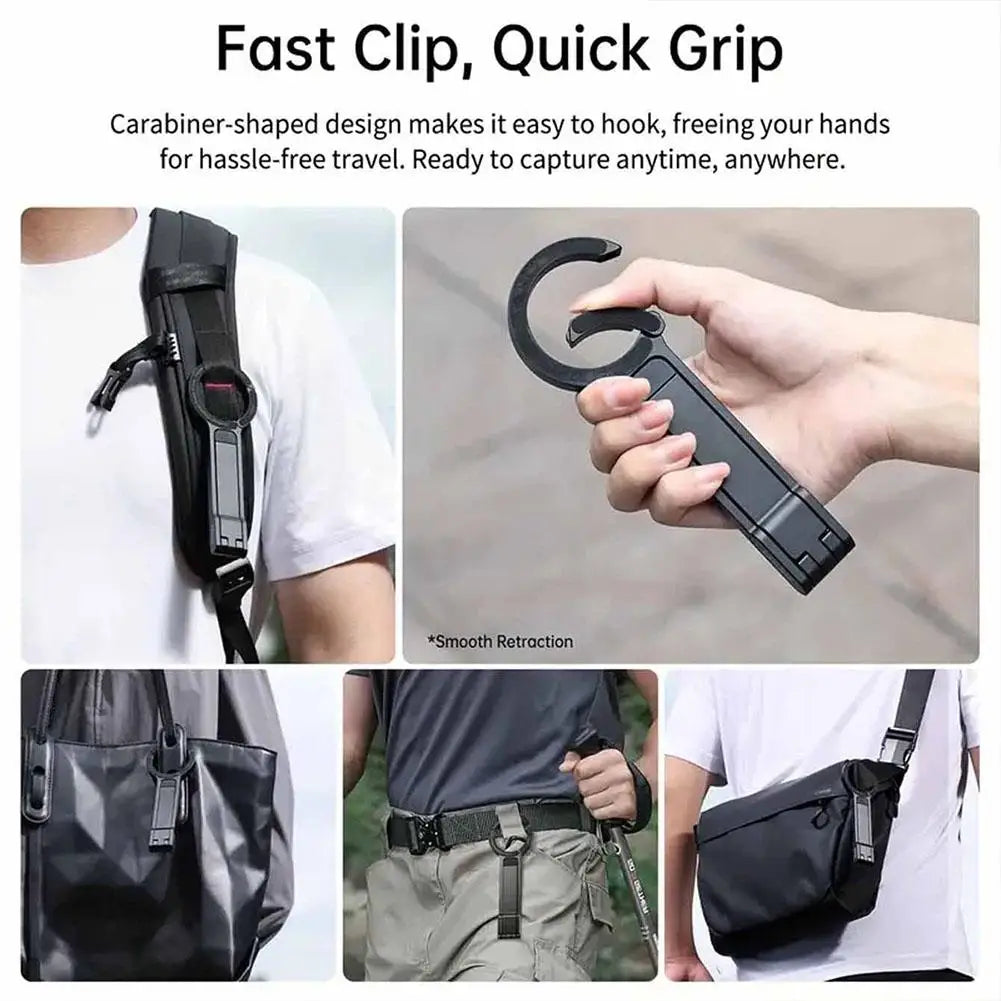 Alloy Phone Tripod Carabiner-Mounted For iPhone Portable Dual-sided Magnetic Tripod Desk Mount Phone Handle Holder