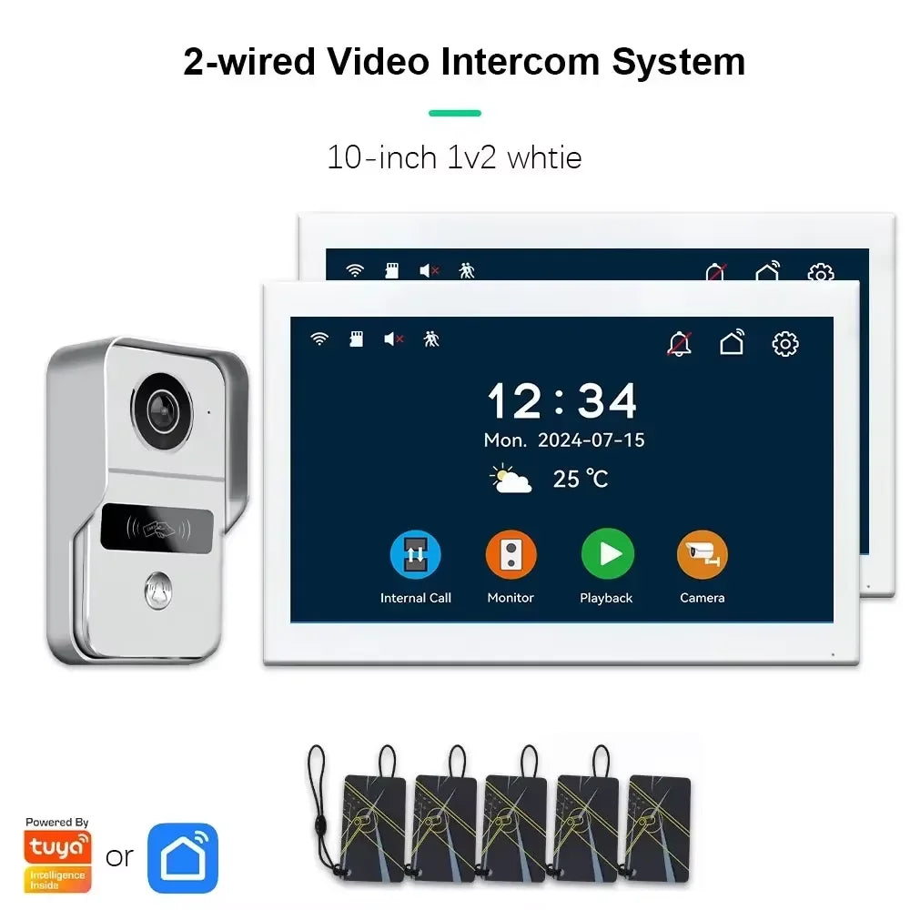 ANJIELO Smart Wifi 2-line intercom video Doorbell System 7/10-inch monitor 1080P doorbell camera Video doorbell Cartuya unlock