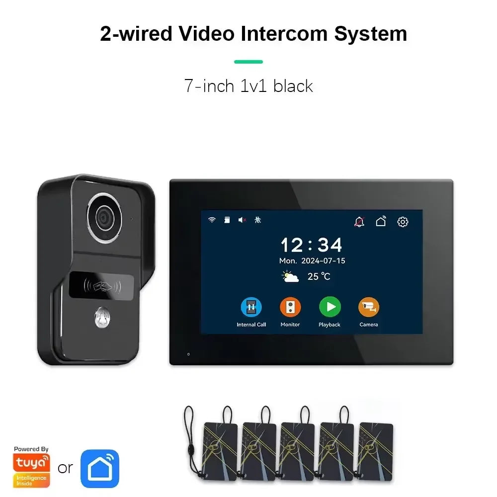 ANJIELO Smart Wifi 2-line intercom video Doorbell System 7/10-inch monitor 1080P doorbell camera Video doorbell Cartuya unlock