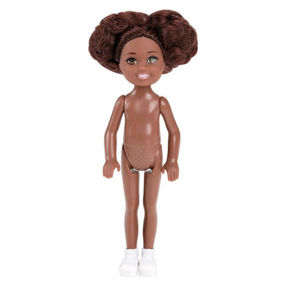 15cm BJD Dolls Shoes Multiple Movable Joints 1/12 3D Simulated Eye Dark Skin Hinge Doll Girl's DIY Dress Up Birthday Gifts Toys