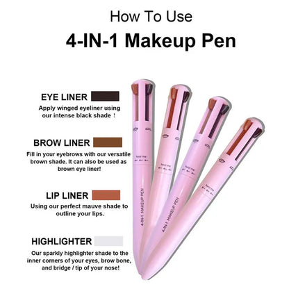 4 In 1 Makeup Pen Eyebrow Pencil Waterproof Drawing Eye Brow Long Lasting Easy Wear Eyeliner Eyebrow Pen Sweatproof Makeup Pen