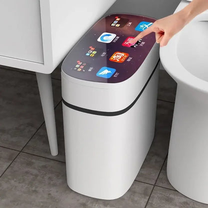Large Capacity Smart Home Intelligent Induction Trash Can with Automatic Opening Lid for Household Toilet